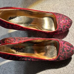 Charlotte Russe Pink and Black Leopard Heels